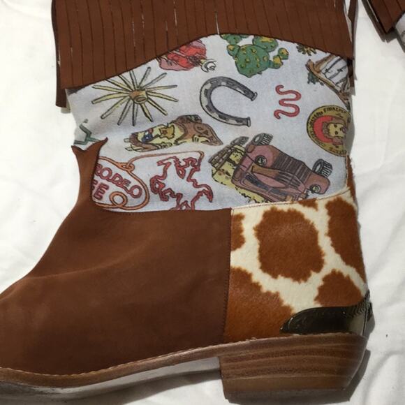 Nicole Miller Stuart Weitzman 8 vintage wester cowgirl graphic print boot euc - Picture 7 of 8